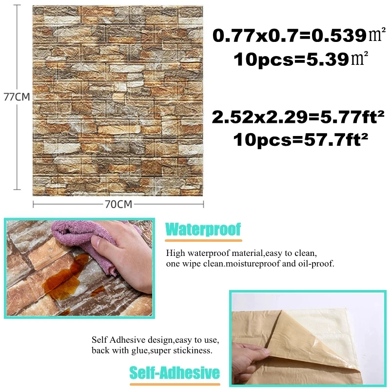 Auto-adesivo 3D tijolo adesivo - Pvc Panel Background avaliação e preço